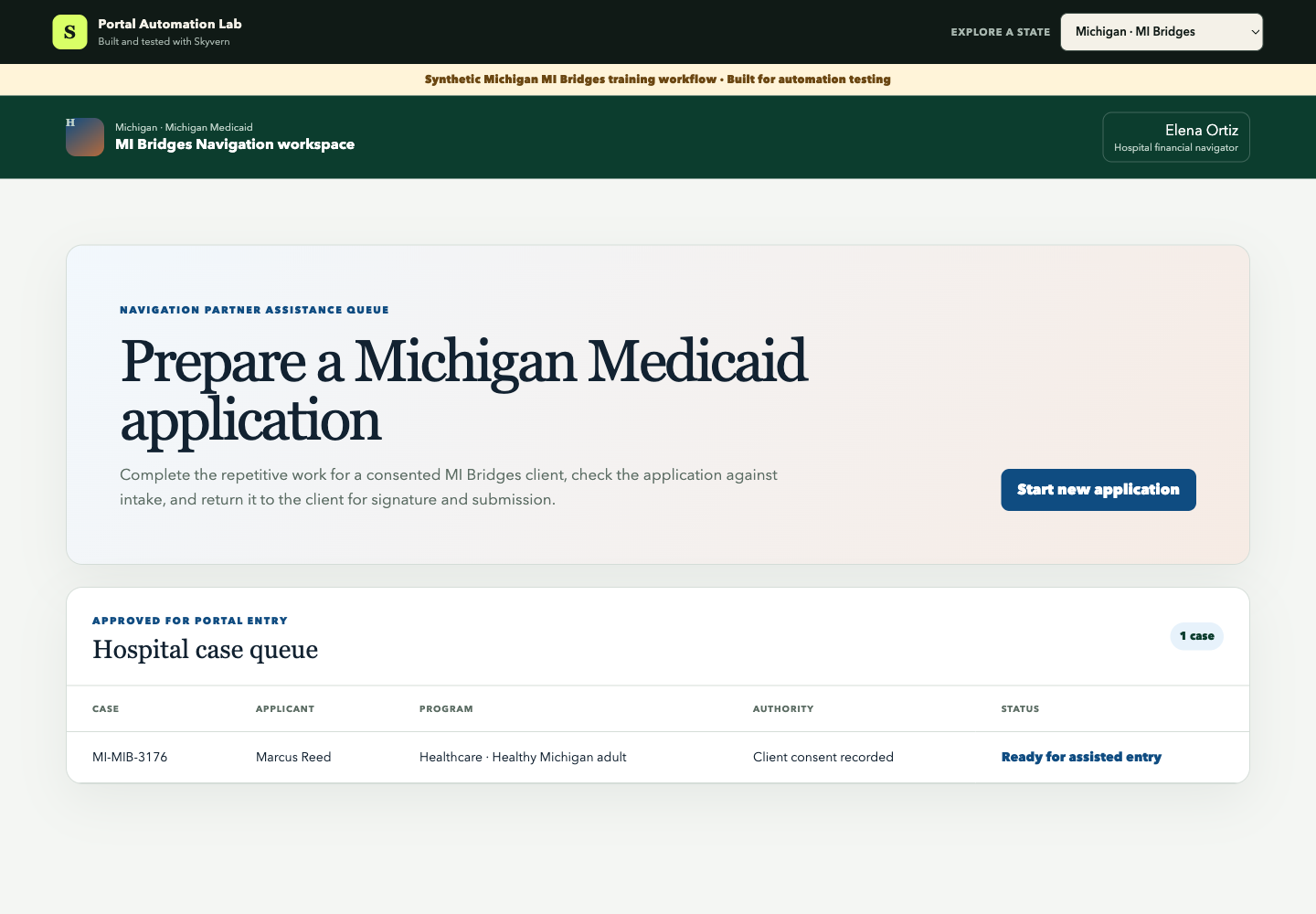 A fictional Michigan case ready for Navigation Partner assistance