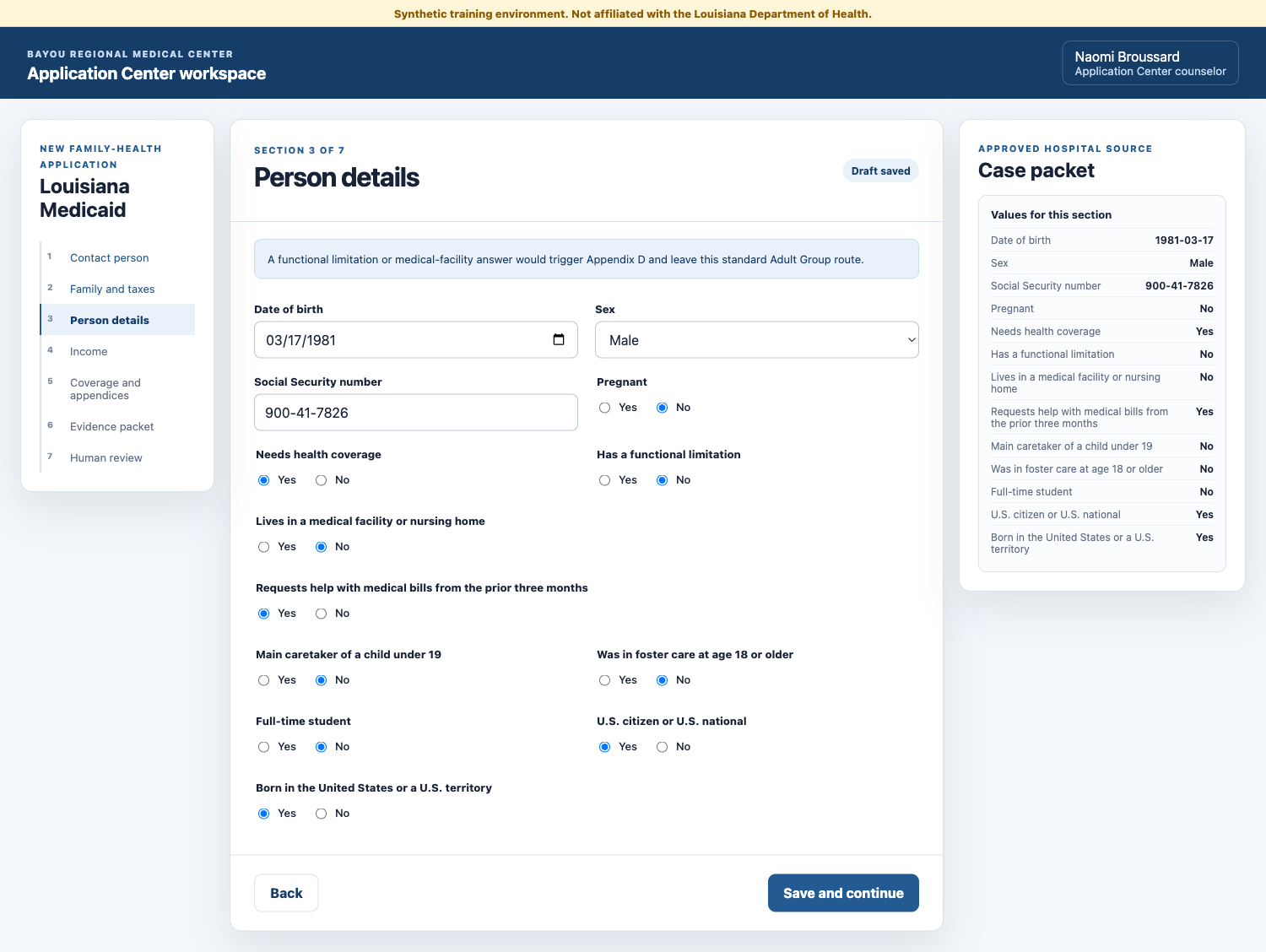 Skyvern entering Louisiana person details beside the approved source