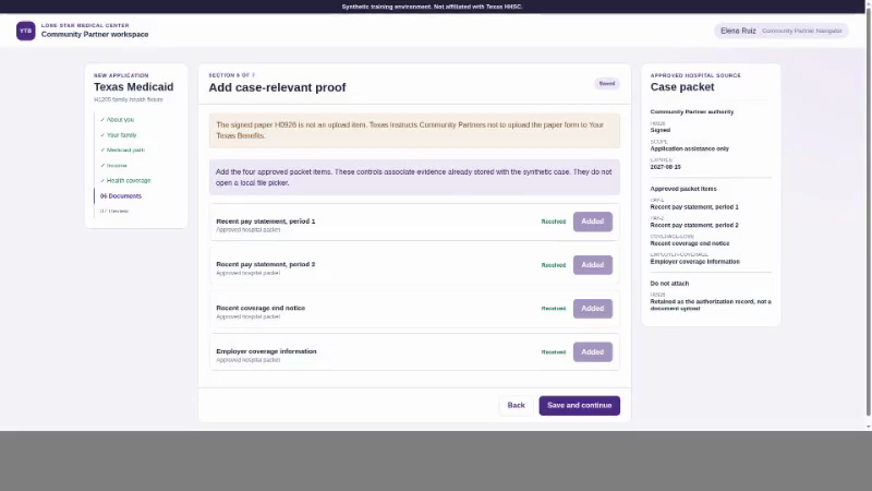 The live Skyvern run recorded all four approved Texas case items as received