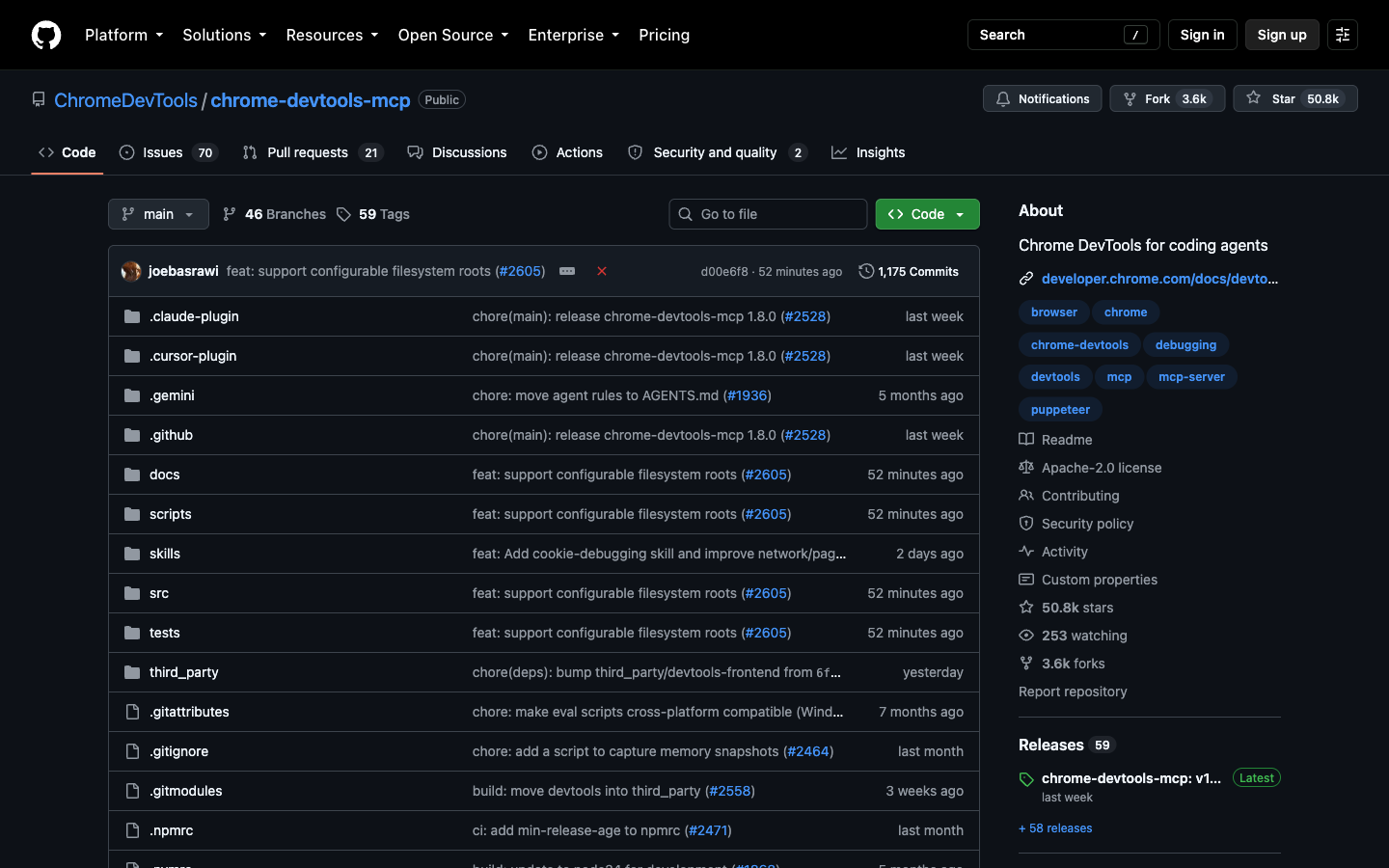 Chrome DevTools MCP repository on GitHub