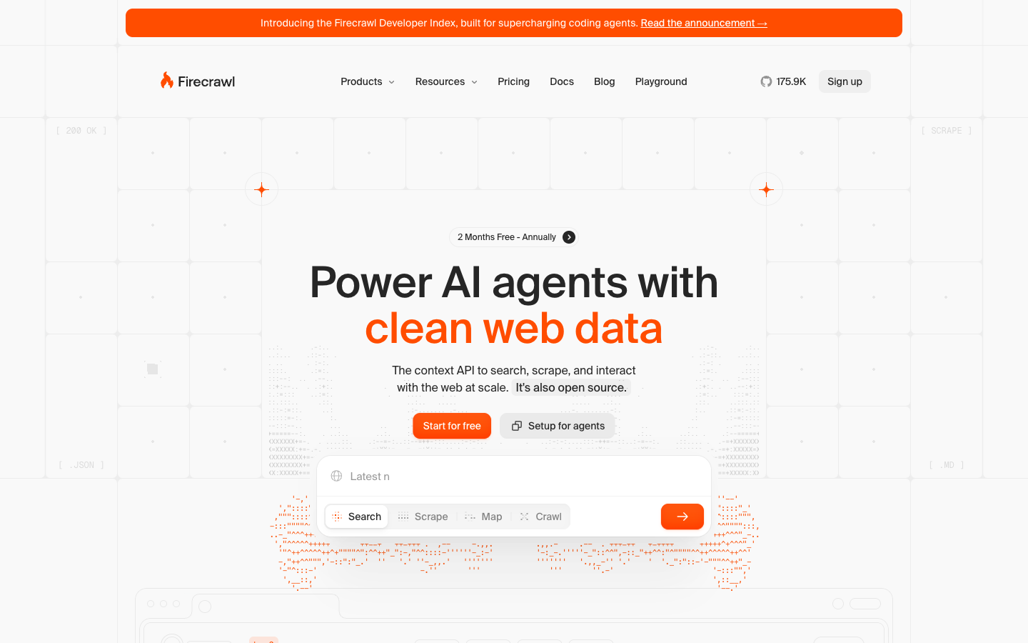 Firecrawl homepage for its structured web data platform