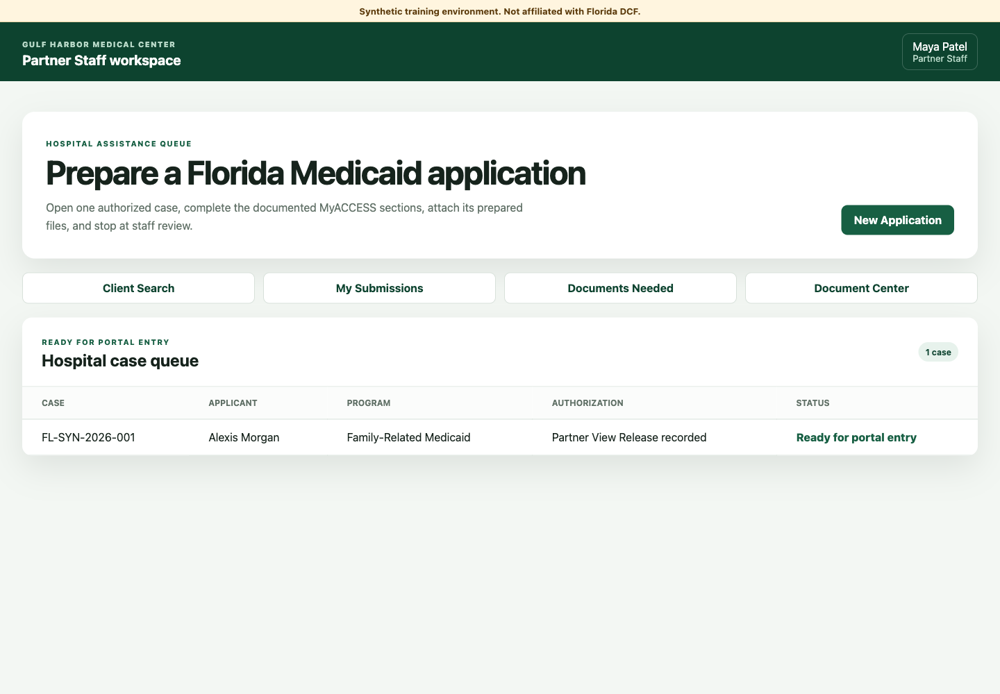One fictional Florida hospital case ready for portal entry