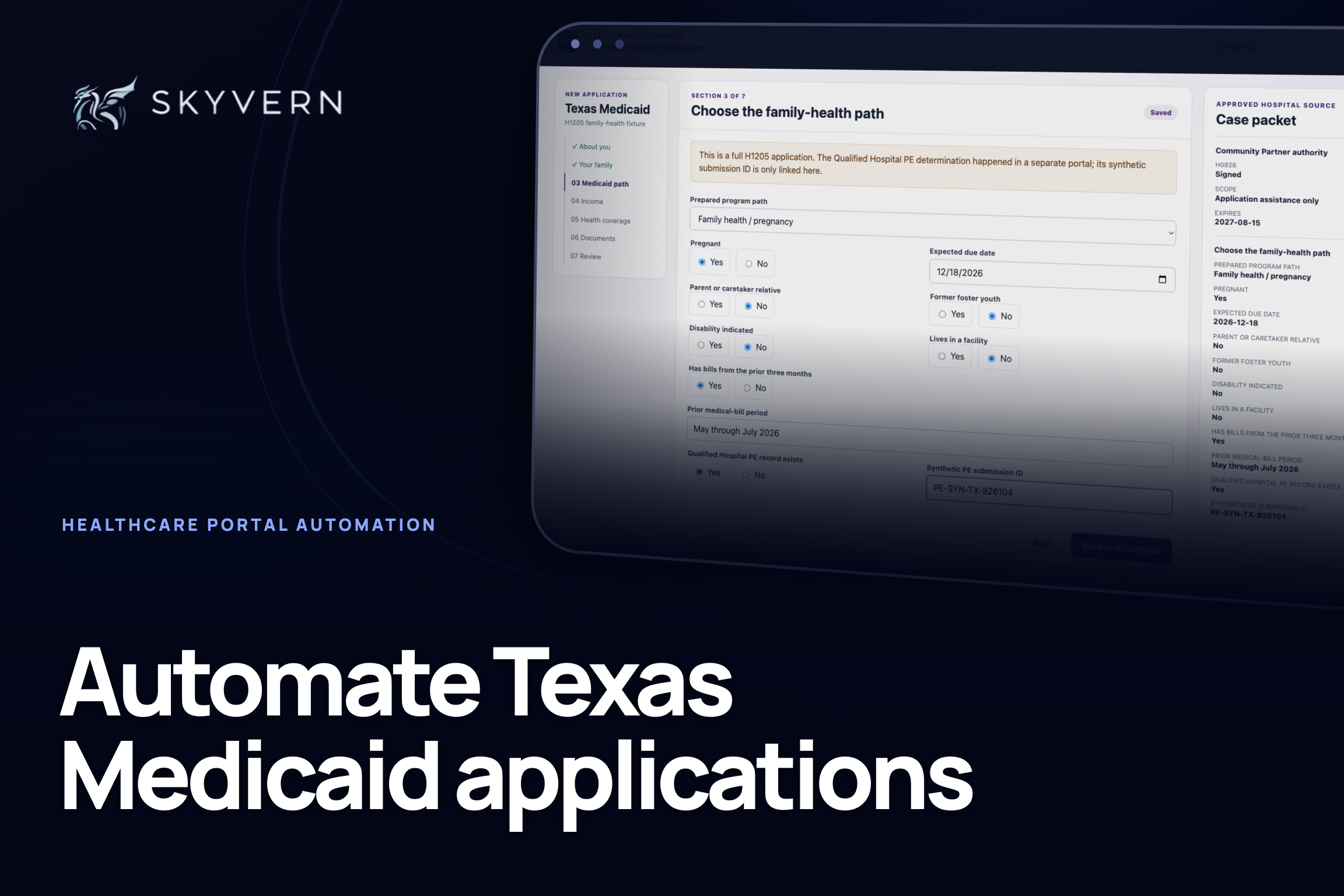 Texas Medicaid application automation workflow