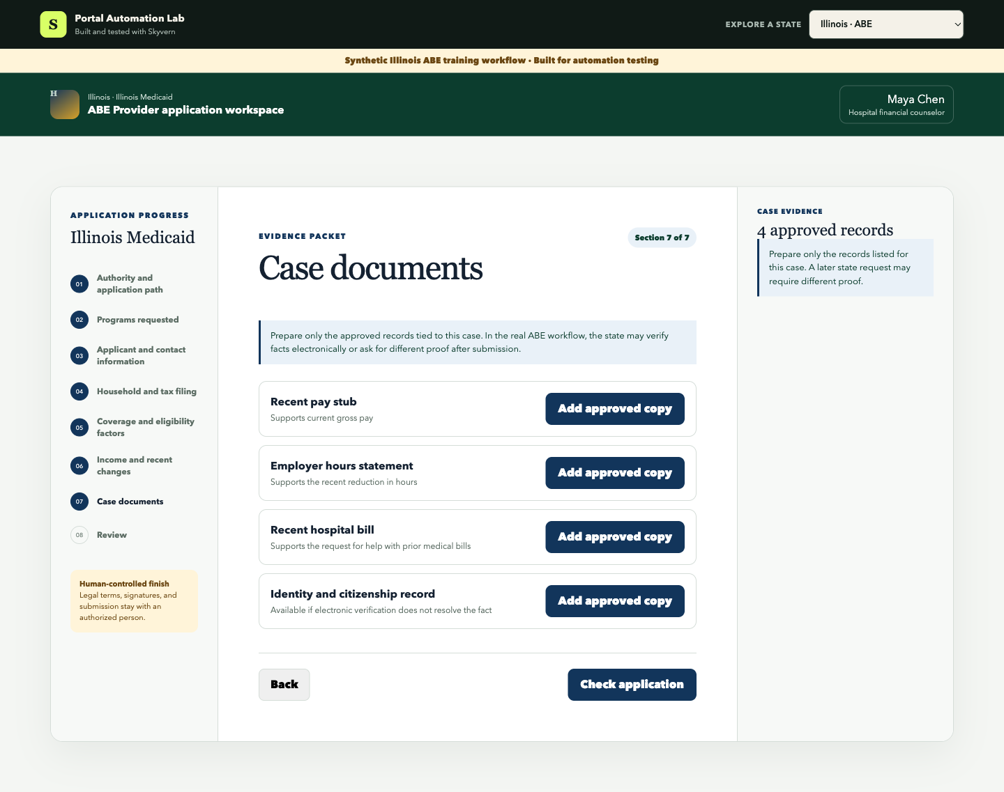 The approved Illinois case-document packet