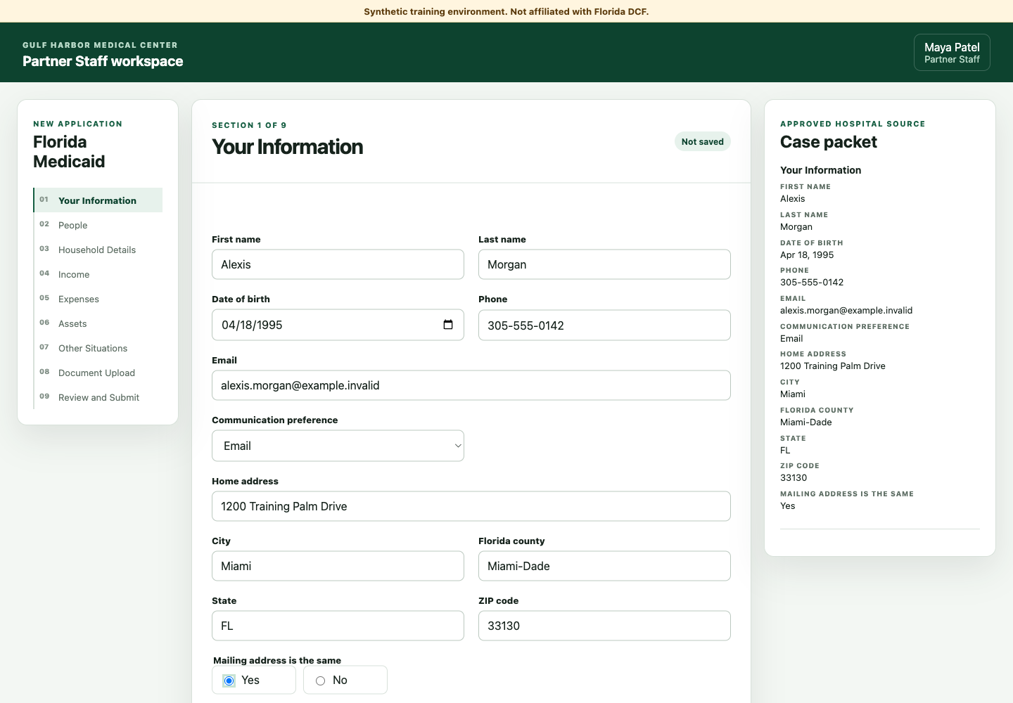 Skyvern entering the approved Florida case information